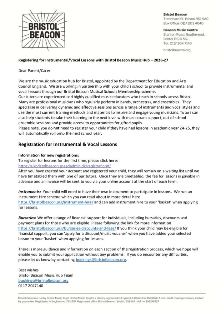 PDF Preview of Registering for music lessons with BB